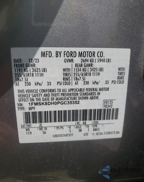 2023 Ford Explorer Xlt from USA, damaged, VIN 1FMSK8DH0PGC35352